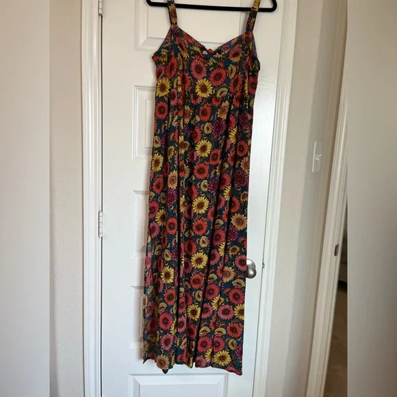 NATURAL LIFE Patti Tie Front Maxi with Sunflowers on Green Size L - Picture 10 of 12